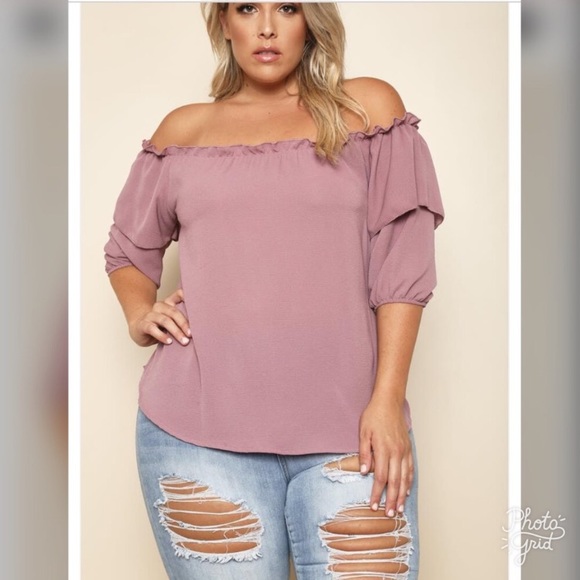 NEW PLUS [1X Left] Lavender Off-Shoulder top - Picture 2 of 8